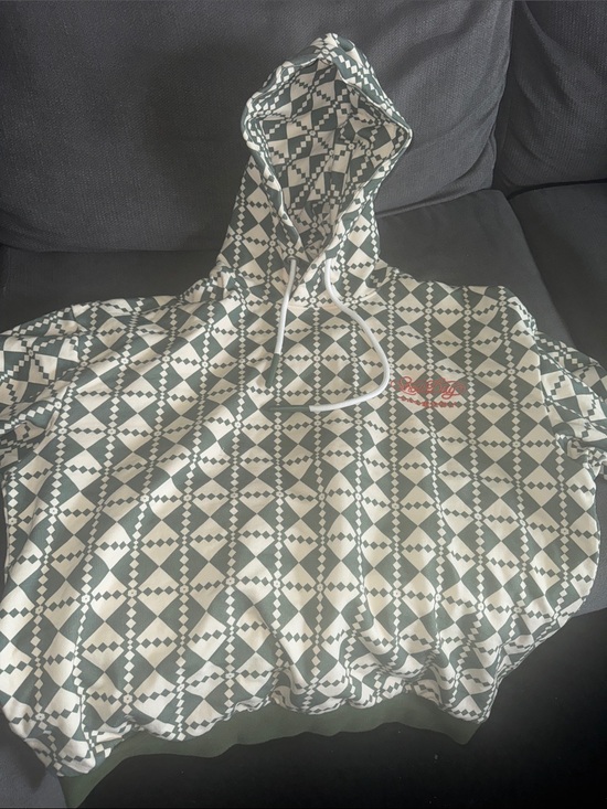 Other - SnowDay Jacket Green & Cream Geometric Pattern Hoodie